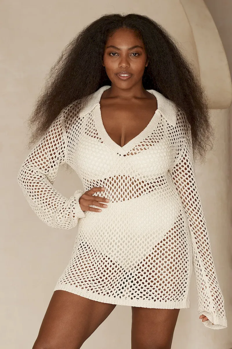 Newport Dress Ivory Crochet - Image 6