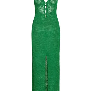 Ramatuelle Dress Palm Green Lurex Lace Crochet