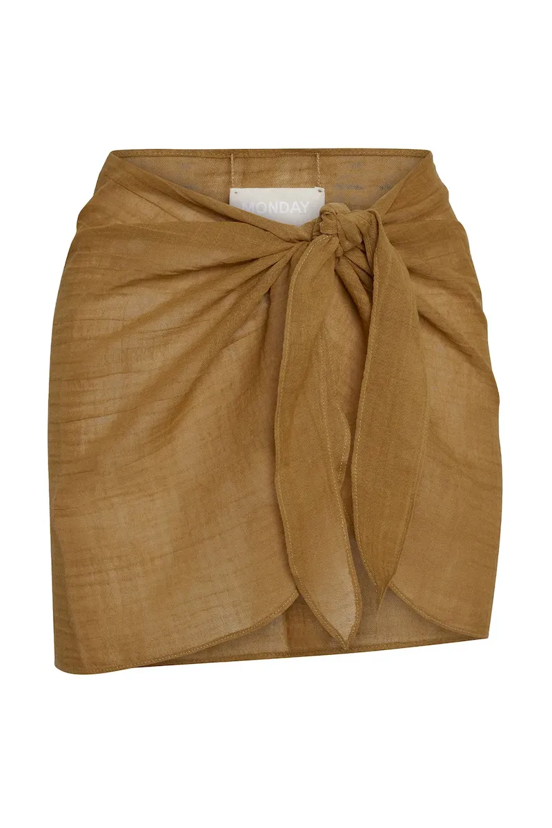 South Beach Sarong Antique Gold Crinkle Linen