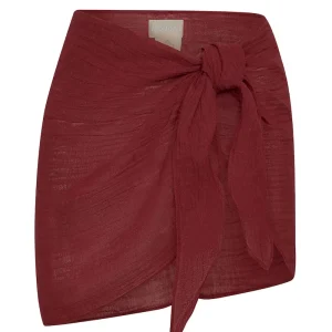 South Beach Sarong Burgundy Crinkle Linen