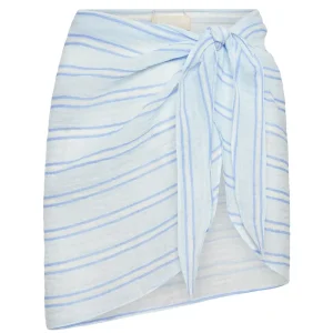 South Beach Sarong Ice Stripe Crinkle Linen