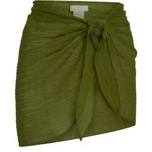 South Beach Sarong Olive Crinkle Linen