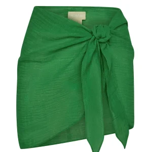 South Beach Sarong Palm Green Crinkle Linen