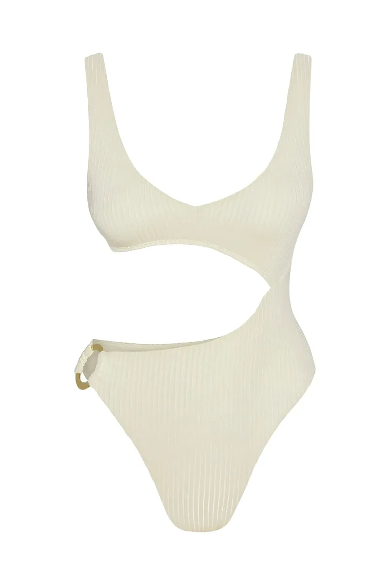 St. Barth’s One Piece Ivory Shiny Rib