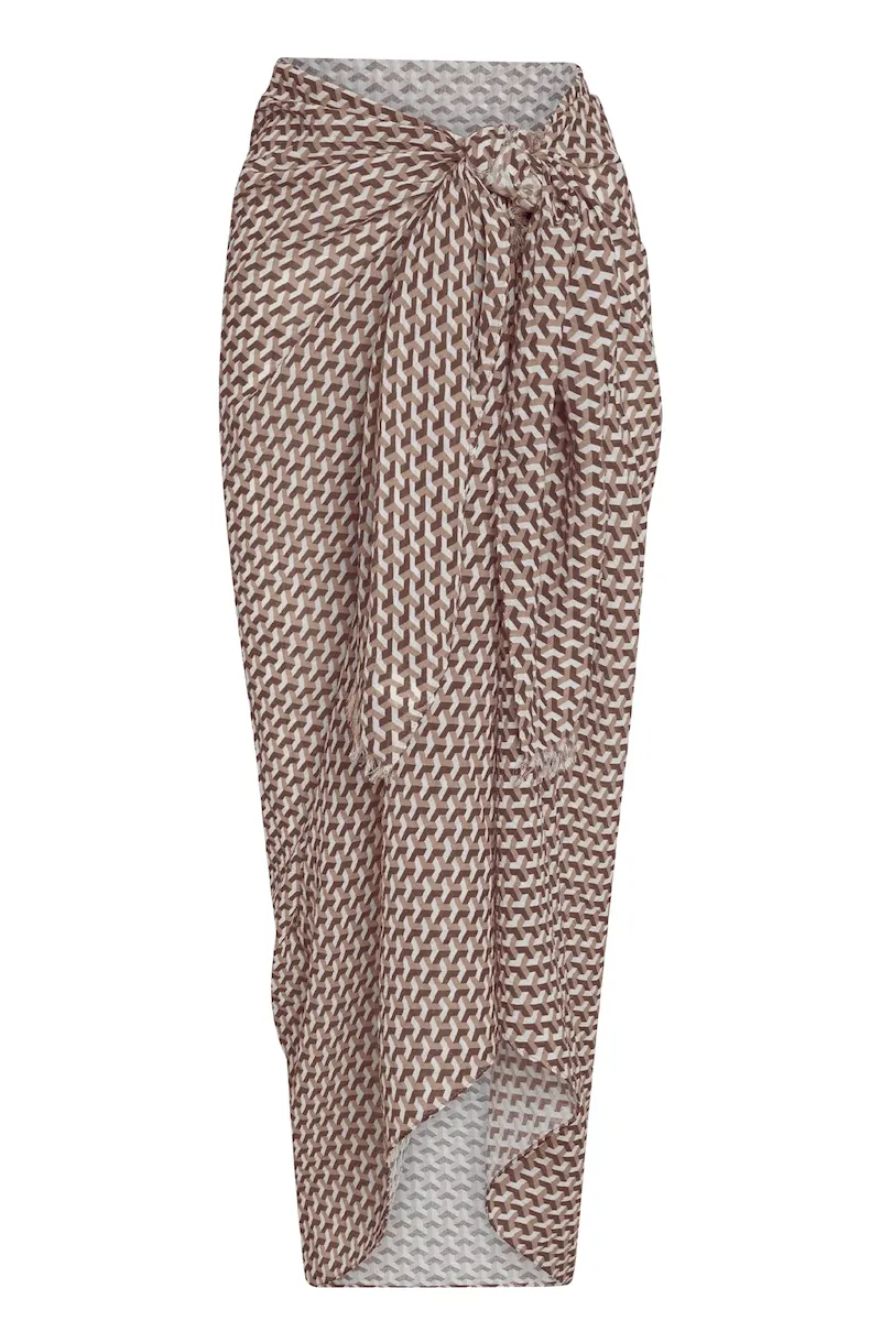 St. Tropez Sarong Husk Geo Crinkle Linen