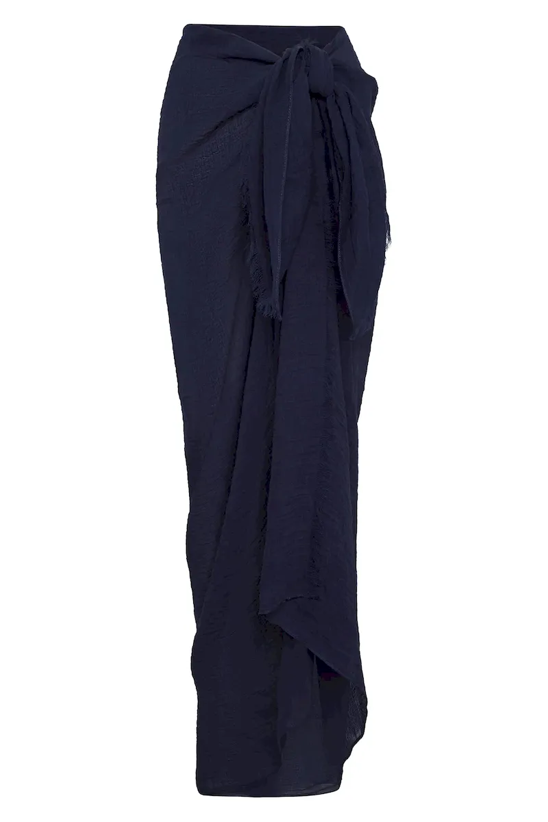 St. Tropez Sarong Midnight Crinkle Linen