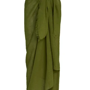 St. Tropez Sarong Olive Crinkle Linen