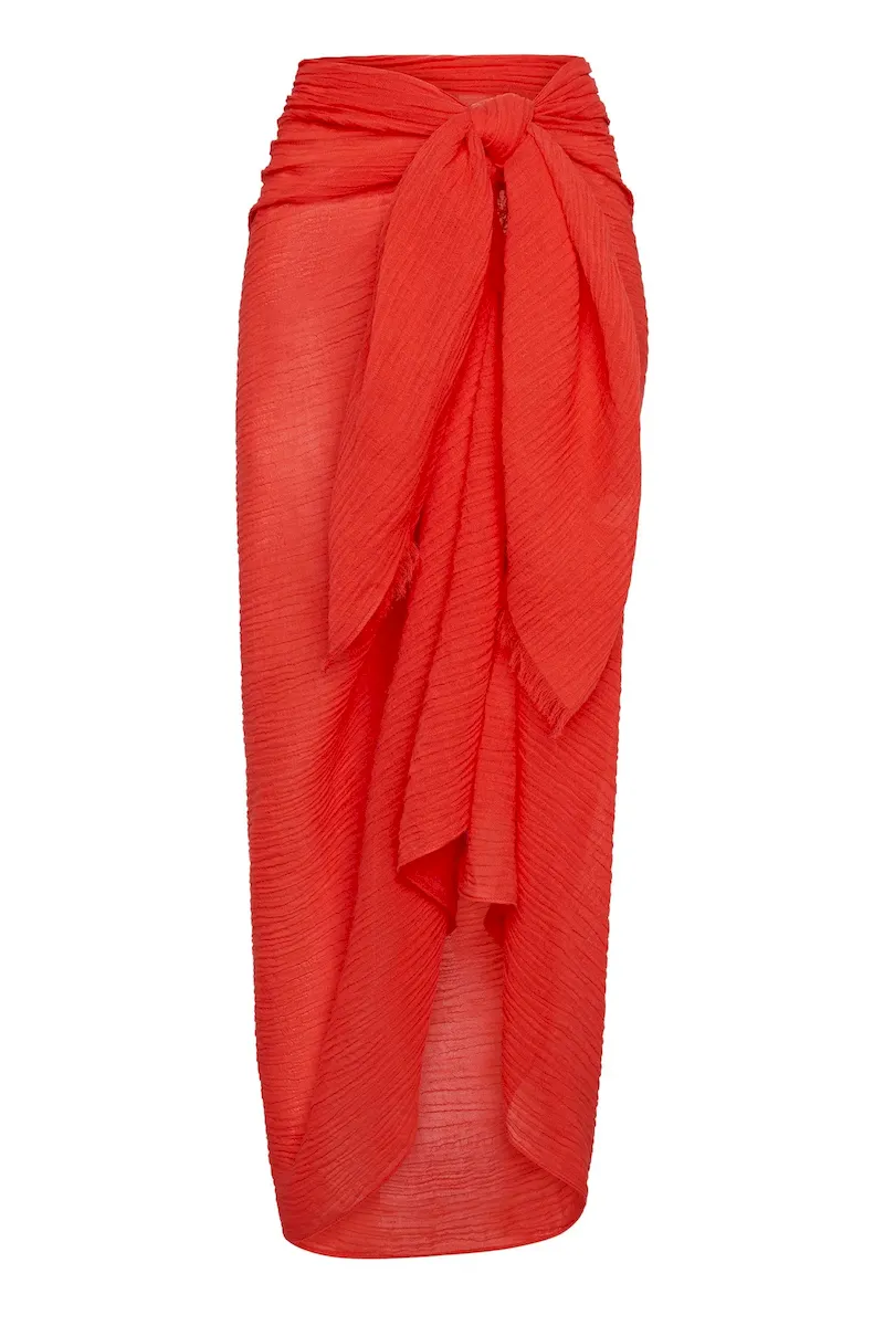 St. Tropez Sarong Chili Pepper Crinkle Linen