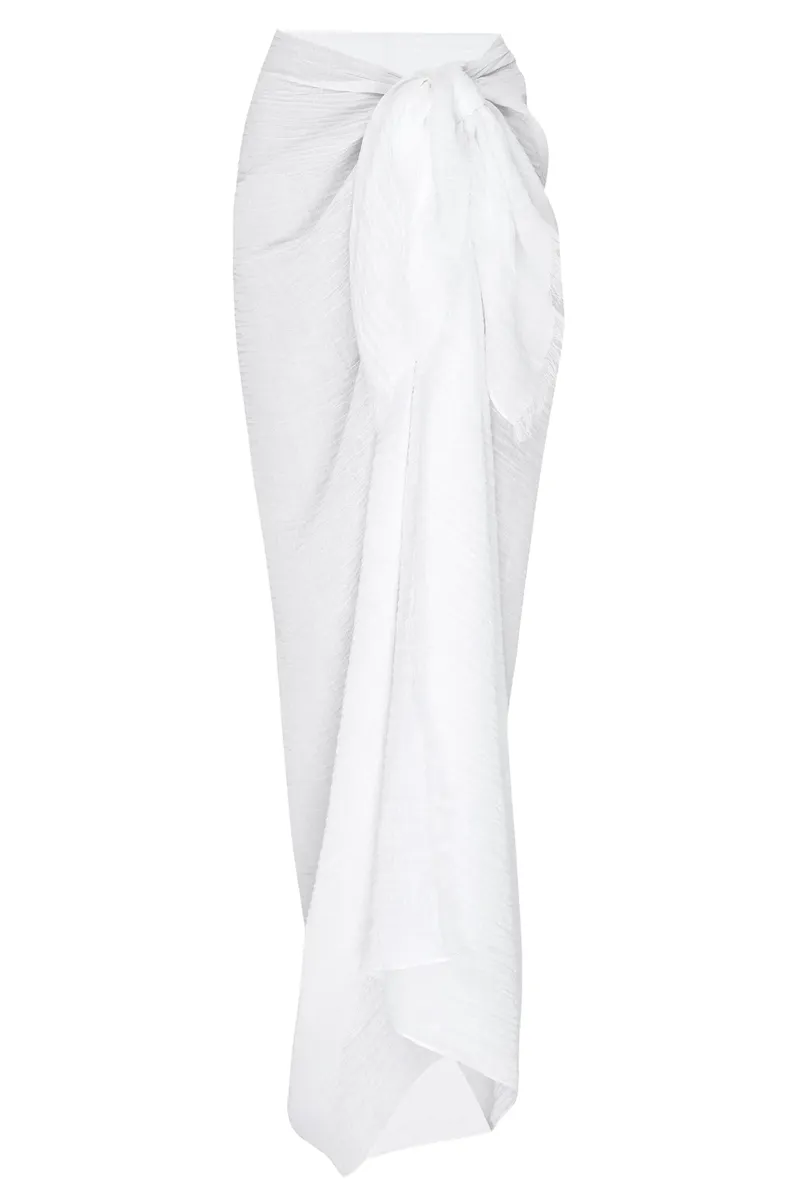 St. Tropez Sarong White Crinkle Linen