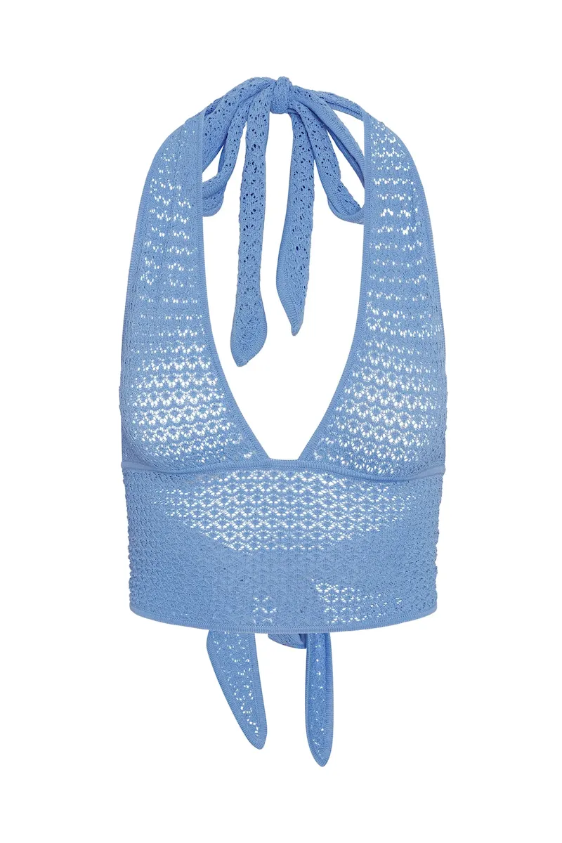 Toulon Top Azure Lace Crochet