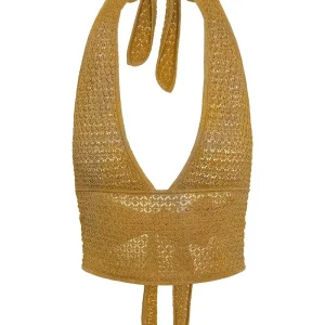 Toulon Top Lined Antique Gold Lace Crochet