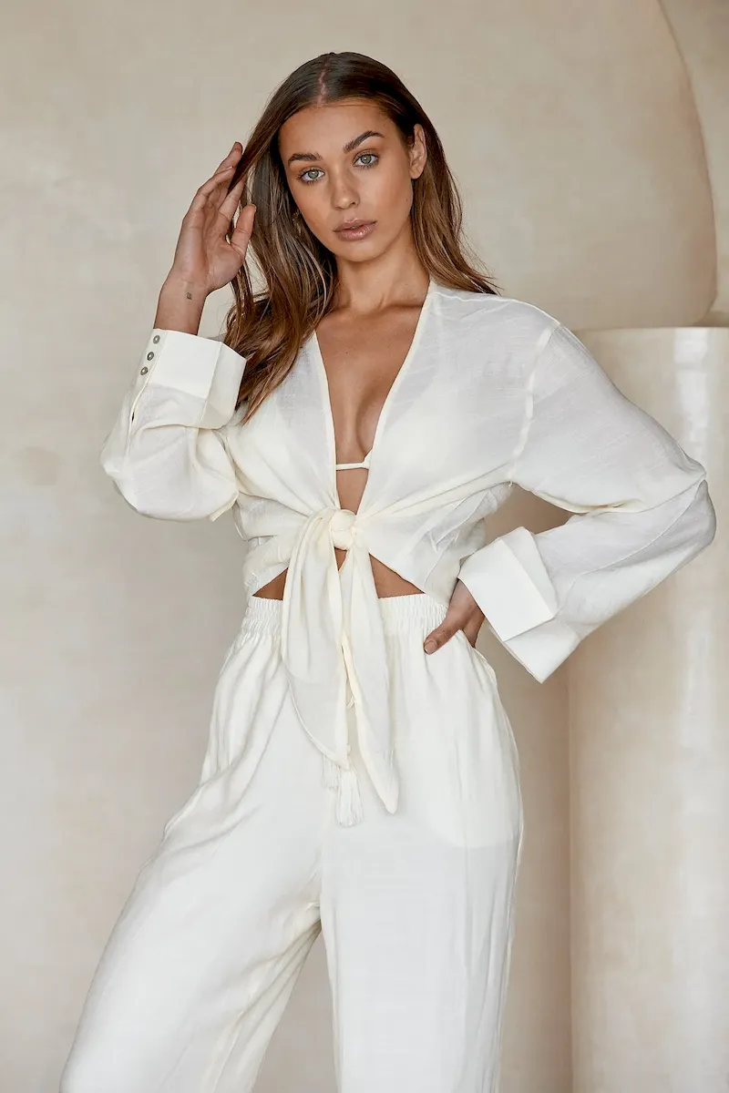 Tahiti Tie Top Ivory - Image 2