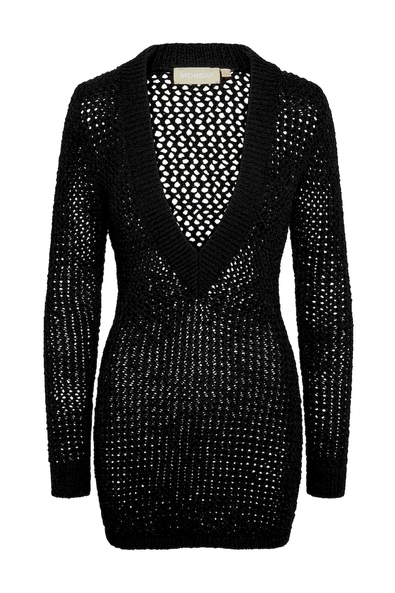 Tuscany Mini Dress Black Petit Crochet